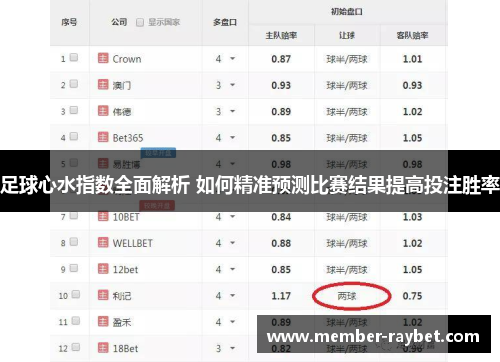 足球心水指数全面解析 如何精准预测比赛结果提高投注胜率